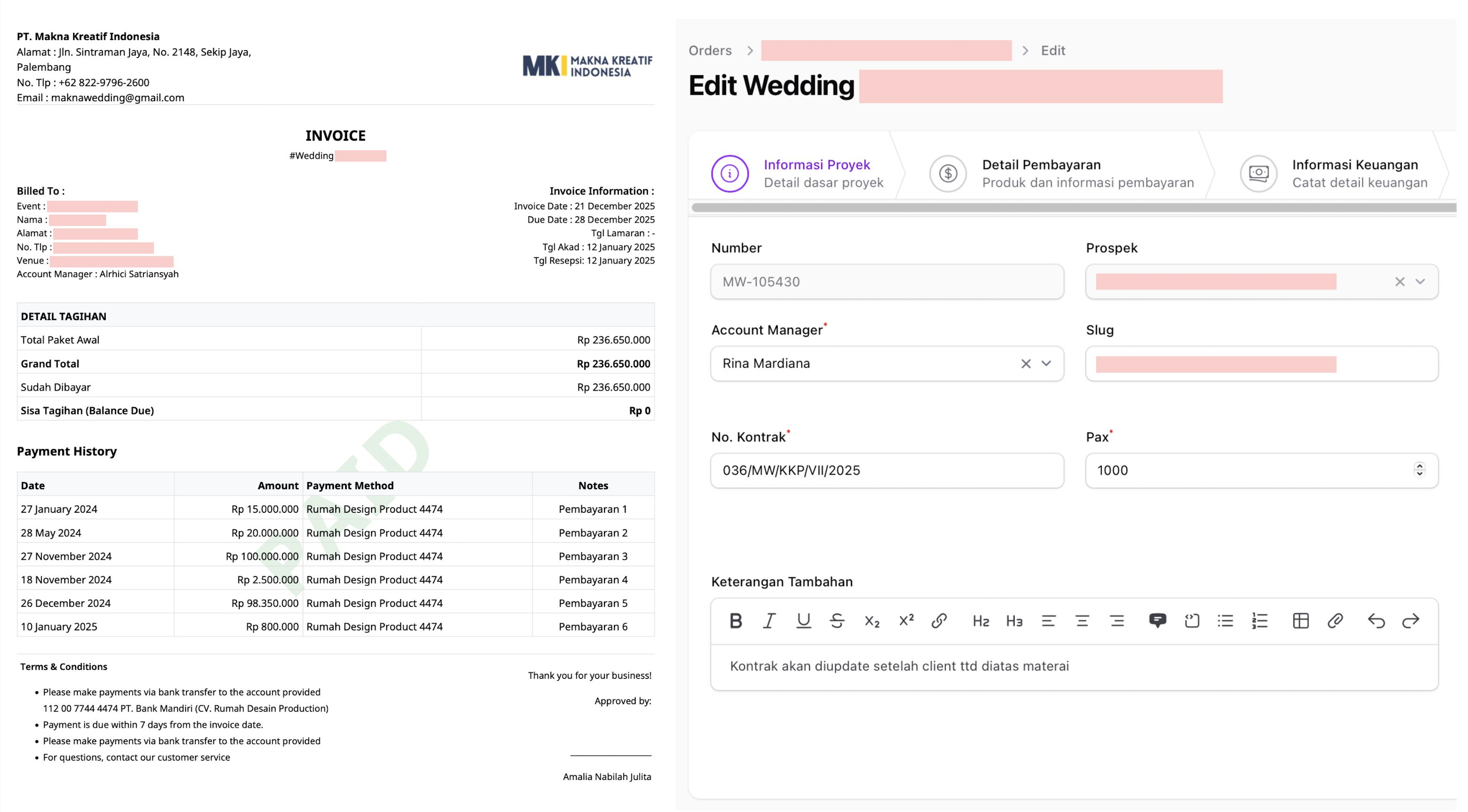 Dashboard Invoice Preview
